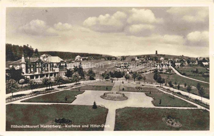 Masserberg Hildburghausen Thueringen Panorama Kurhaus und Park