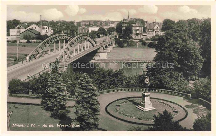 Minden  Westfalen Weser NRW Partie an der Weserbruecke Denkmal