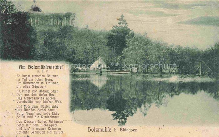 Eldagsen Minden Westfalen Holzmuehle am Holzmuehlenteich Gedicht Poesie