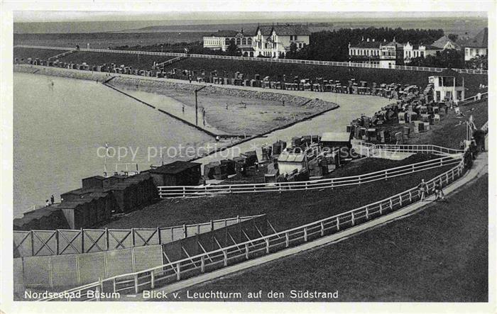 BueSUM Nordseebad Panorama Blick vom Leuchtturm auf den Suedstrand