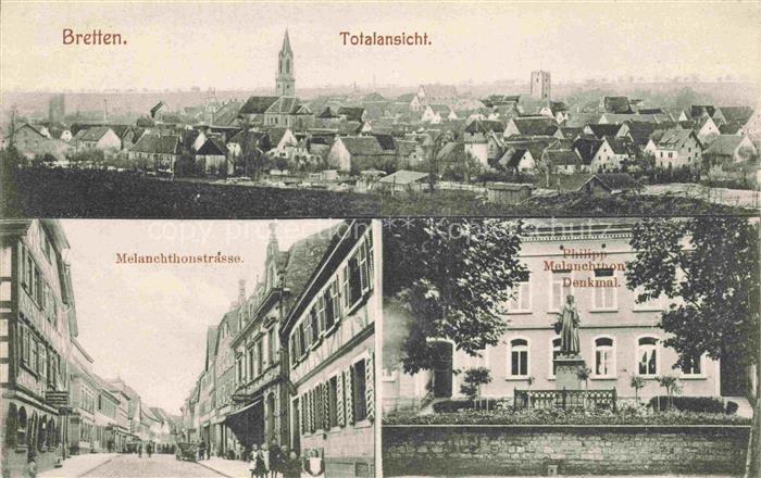 Bretten  Baden Totalansicht Melanchthonstrasse Philipp Melanchthon-Denkmal