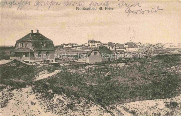 St Peter -Ording Nordseebad Panorama Teilansicht Duehnenlandschaft