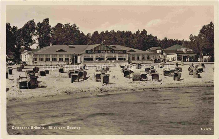 GRoeMITZ Ostseebad Blick vom Seesteg zum Strand Kursaal