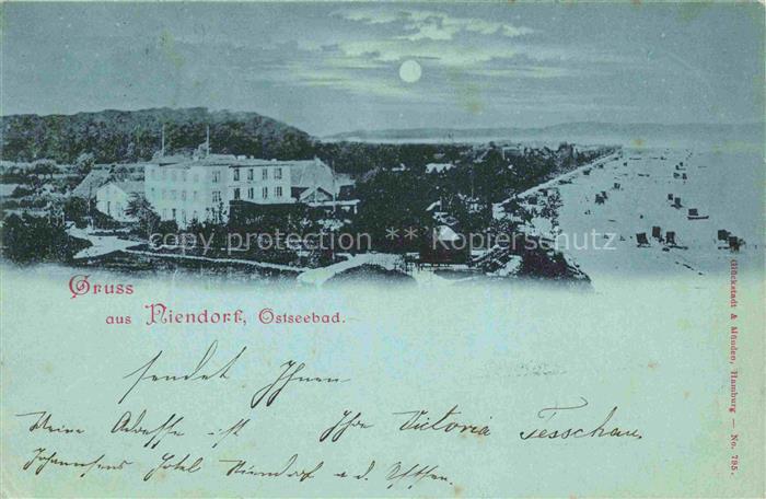 NIENDORF  Ostseebad Timmendorferstrand Panorama im Mondschein Deutsche Reichspos