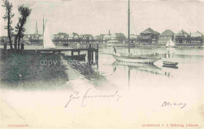 TRAVEMueNDE Ostseebad Partie an der Trave Deutsche Reichspost