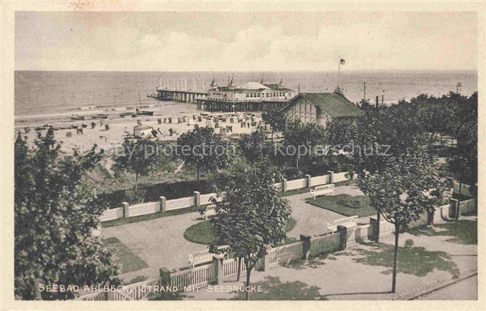 AHLBECK HERINGSDORF Insel Usedom Ostseebad Strand mit Seebruecke