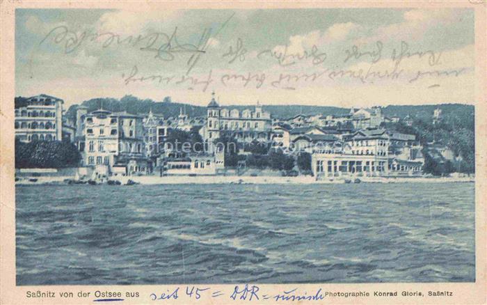 SAssNITZ Ostseebad Ruegen Ansicht vom Meer aus