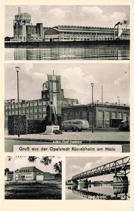 RuessELSHEIM Main Opel-Hafen Adam-Opel-Denkmal Opel-Bruecke Mainpartie
