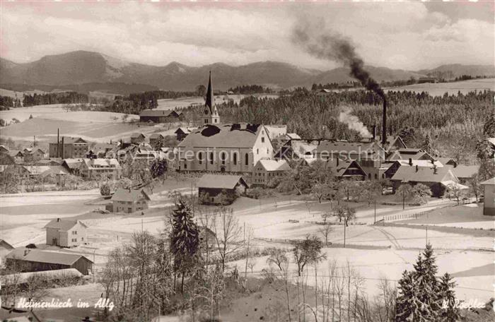 Heimenkirch Ansicht mit Kirche Winterpanorama Allgaeuer Alpen