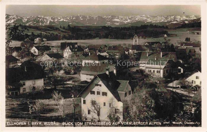 Ellhofen Allgaeu Weiler-Simmerberg Bayern Panorama Blick vom Straussberg auf Vor