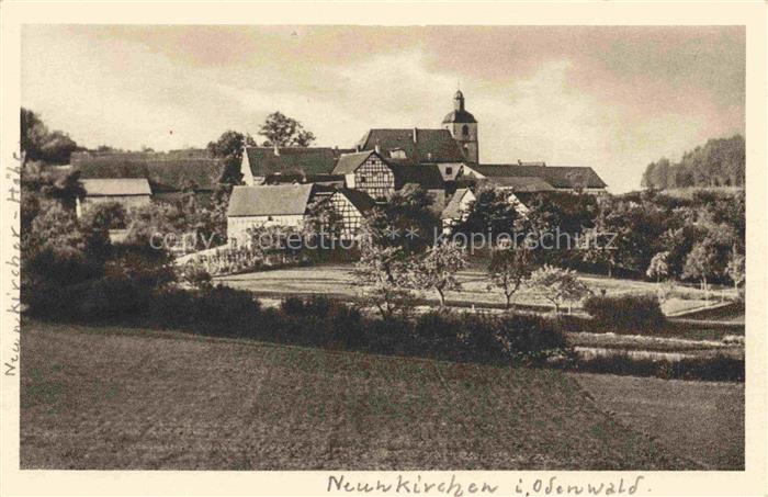 Neunkirchen Odenwald Ansicht mit Kirche Gasthof Zum gruenen Baum