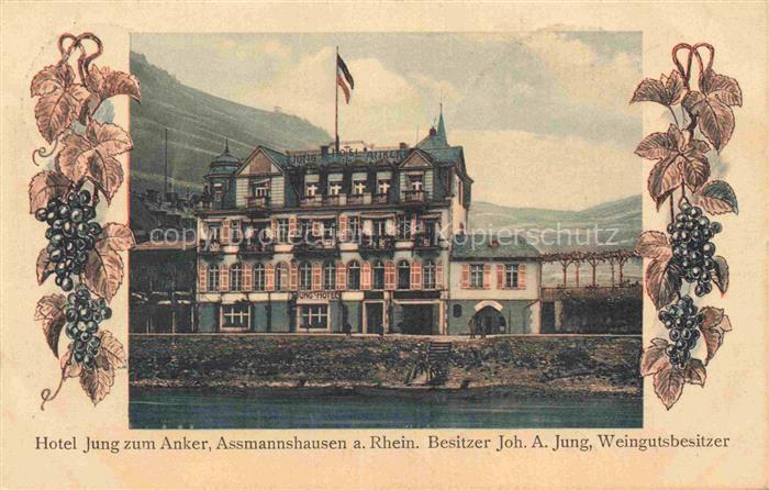 AssMANNSHAUSEN Rhein Hotel Jung zum Anker am Rhein Kuenstlerkarte