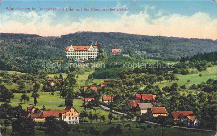 Winterkasten Lindenfels Hessen Panorama Blick auf die Eleonorenheilstaette