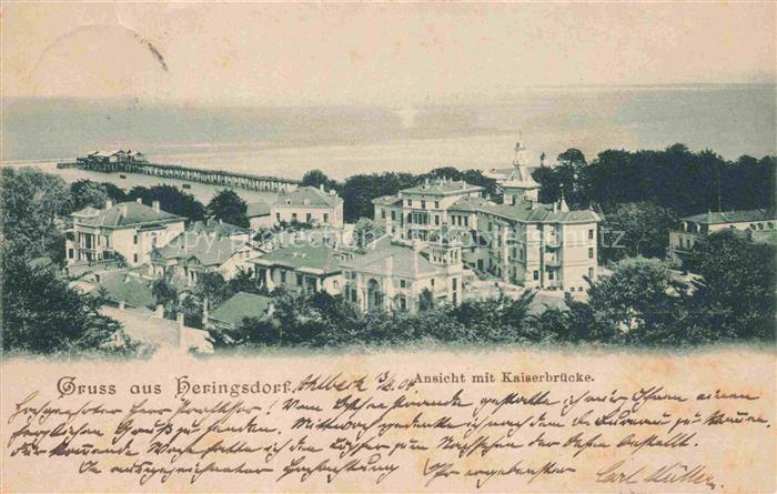 HERINGSDORF Ostseebad Usedom Ansicht mit Kaiserbruecke