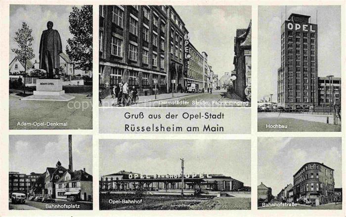 RuessELSHEIM Main Adam Opel Denkmal Bahnhofsplatz Darmstaedter Strasse Opel Bahn