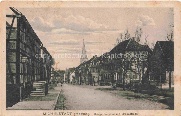 Michelstadt Odenwald Hessen Kriegerdenkmal mit Braunstrasse