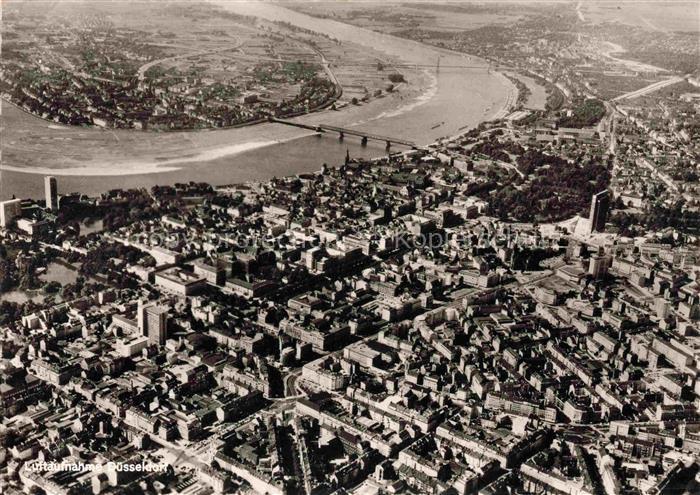 DuessELDORF  CITY mit Oberkassel und Rheinbruecken Fliegeraufnahme