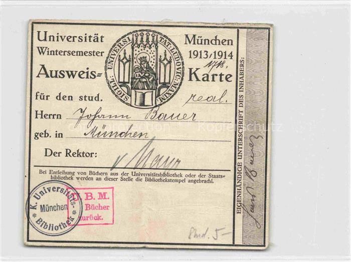 Muenchen Bayern Ausweiskarte Universitaet