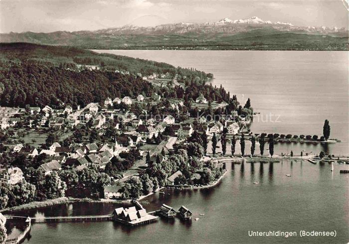 Unteruhldingen-Muehlhofen Bodensee Panorama Hafen Schweizer Alpen