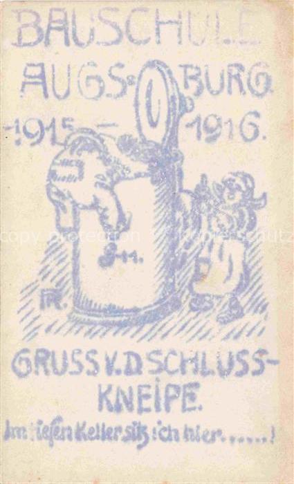 AUGSBURG CITY Bauschule Augsburg Schlusskneipe Kuenstlerkarte