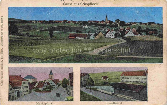 Schopfloch Mittelfranken Ansbach Bayern Panorama Marktplatz Pinselfabrik