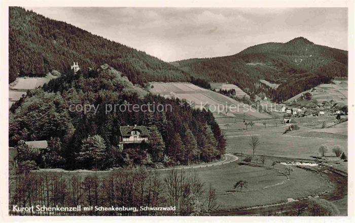 Schenkenzell Panorama Kurort mit Schenkenburg Schwarzwald