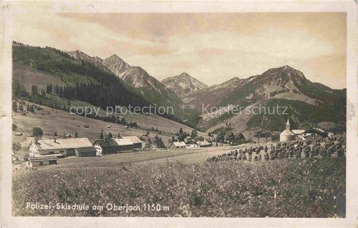 Oberjoch Bad Hindelang Bayern Panorama Ansicht mit Polizei-Skischule Alpen