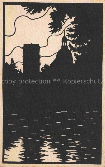 MANNHEIM BW Friedrichspark Kuenstlerkarte nach Original-Scherenschnitt von Marg.