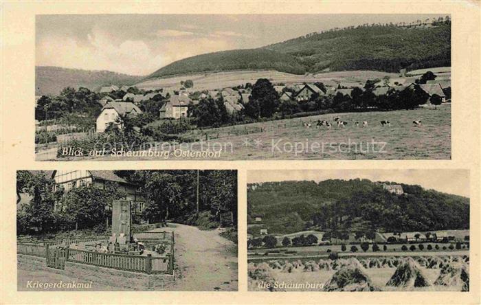 Ostendorf Schaumburg Rinteln Niedersachsen Panorama Kriegerdenkmal Blick zur Sch