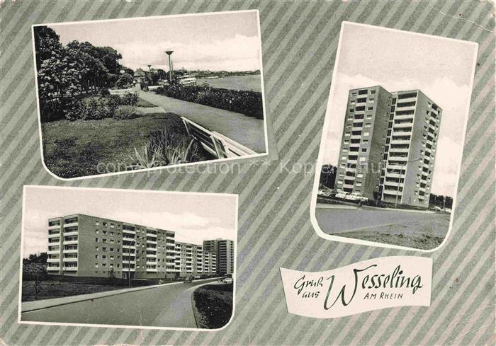 Wesseling NRW Uferpromenade am Rhein Hochhaus Wohnsiedlung