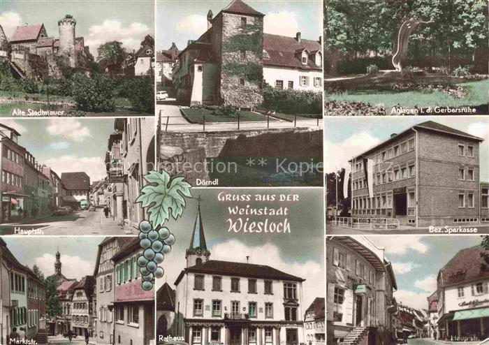 Wiesloch HEIIDELBERG BW Alte Stadtmauer Doerndl Anlagen Gerbersruhe Hauptstrasse