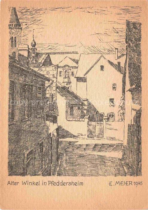 Pfeddersheim Alter Winkel Serie Das alte Rheinhessen Federzeichnungen von Erich