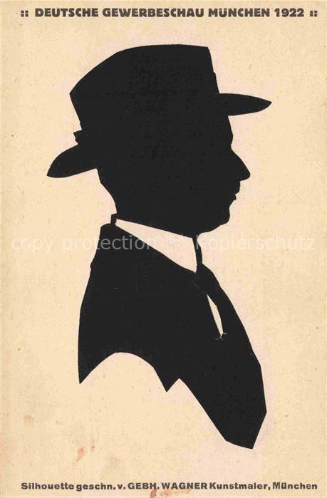 Muenchen Bayern Deutsche Gewerbeschau Scherenschnitt Silhouette