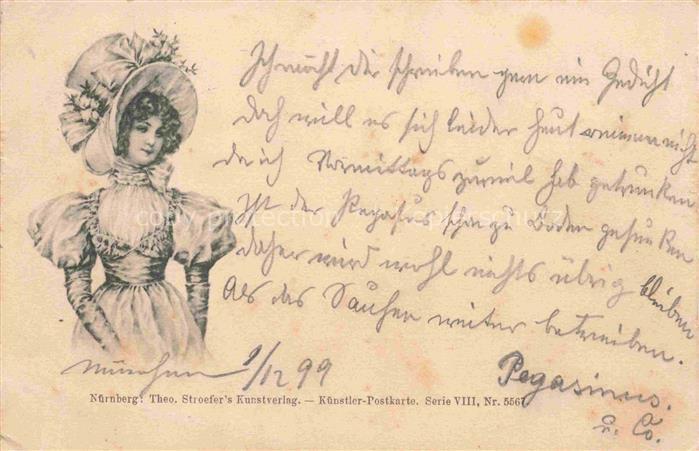 STROEFER Theo Nuernberg Verlag Nr. 5567 Frau Hut