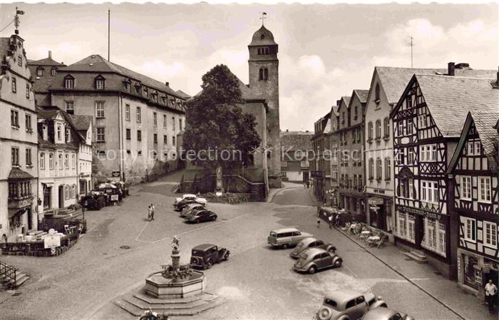 Hachenburg Westerwald Alter Markt mit Kirche