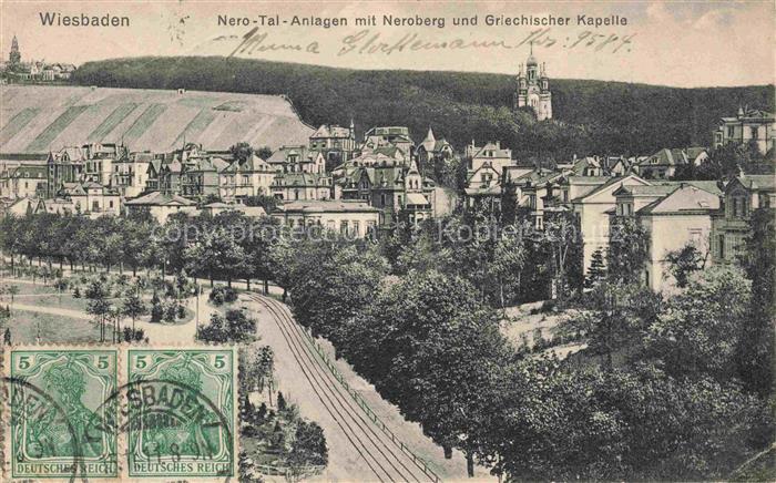 WIESBADEN Nero-Tal-Anlagen mit Neroberg und griechischer Kapelle