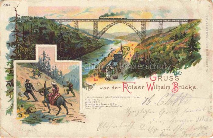 Burg Wupper SOLINGEN Kaiser Wilhelm-Bruecke jetzt Muengstener Bruecke Kuenstlerk