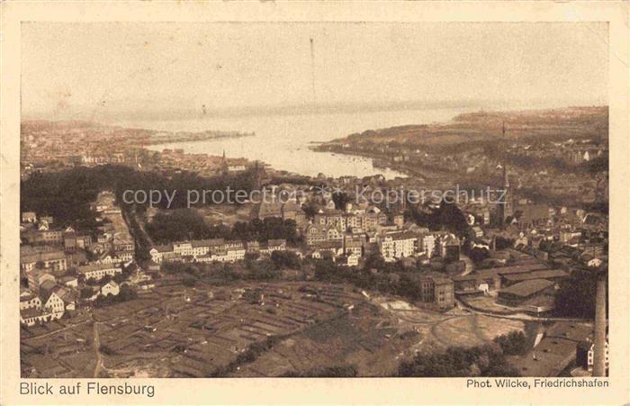 FLENSBURG  Flensborg Schleswig-Holstein Panorama Hafen Luftschiff-Postkarte Zepp