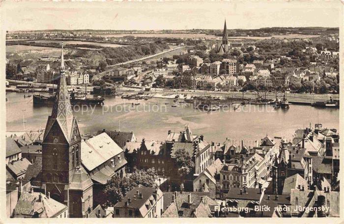 FLENSBURG  Flensborg Schleswig-Holstein Panorama Hafen Blick nach Juergensby Gre