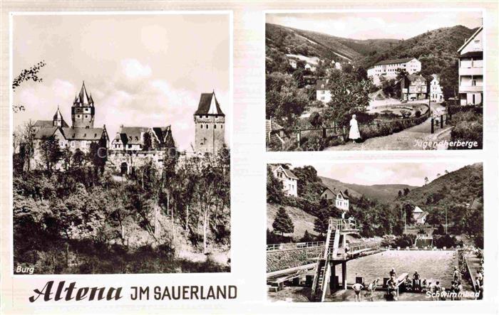 Altena Lenne Panorama Burg Jugendherberge Schwimmbad