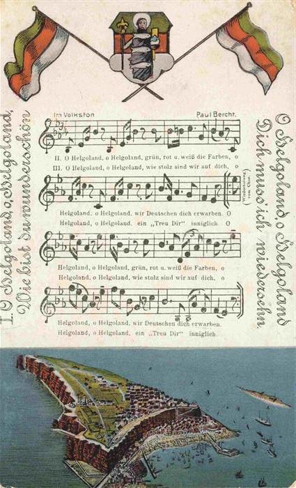 HELGOLAND Insel Schleswig-Holstein Helgoland Lied Noten Ansicht aus der Vogelper