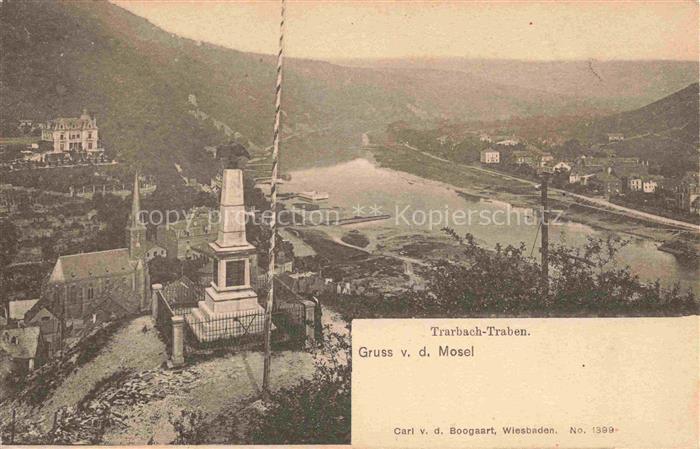 Trarbach Traben-Trarbach Mosel Panorama Blick ueber die Mosel Denkmal