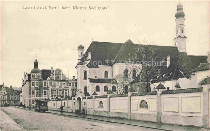 LANDSHUT  Isar Partie beim Kloster Seeligental Kirche