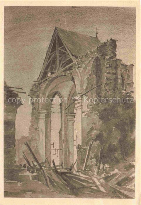 Siegburg NRW Abtei Michaelsberg Kuenstlerkarte Aquarell von Kunstmaler Graphiker