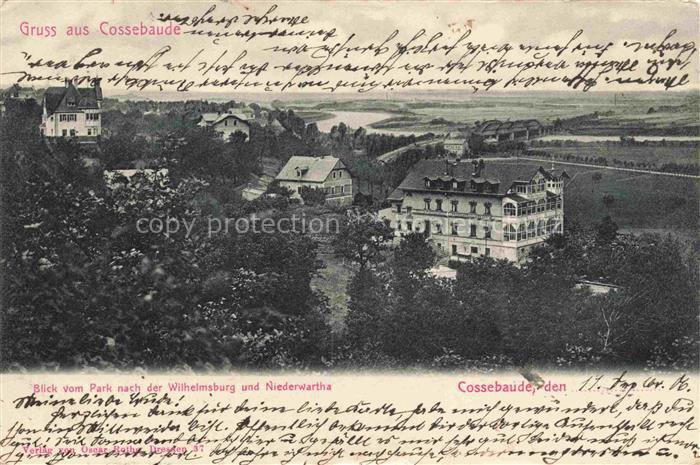 Cossebaude Blick vom Park nach der Wilhelmsburg und Niederwartha