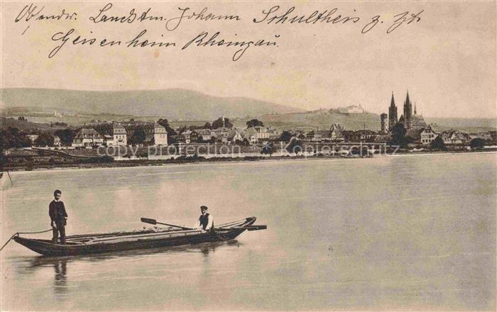 Geisenheim Rheingau Hessen Panorama Blick ueber den Rhein Feldpost