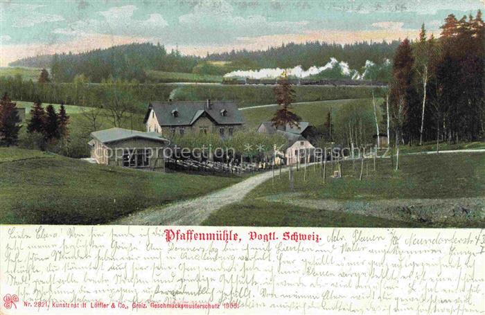 Pfaffenmuehle Joessnitz PLAUEN Sachsen Panorama Vogtlaendische Schweiz Dampfloko