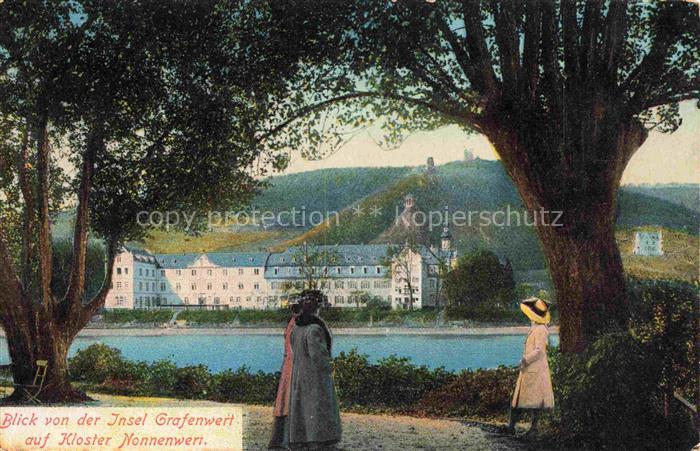 Grafenwert Grafenwerth Insel Bad Honnef NRW Blick von der Insel auf Kloster Nonn