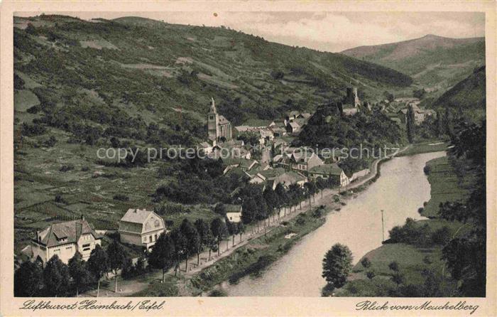 Heimbach  Eifel Rur Dueren NRW Panorama Blick vom Meuchelberg