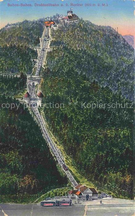 BADEN-BADEN BW Drahtseilbahn auf den Merkur Feldpost